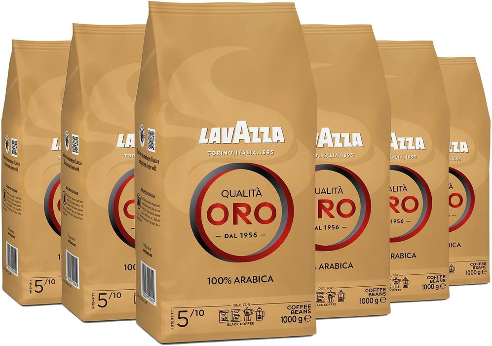 Lavazza Qualità Oro, pack ahorro de 6 bolsas de café en grano 100% Arábica (6x1Kg). El blend premium de Italia para los muy cafeteros, suave y con un sabor incomparable. Lavazza - extra