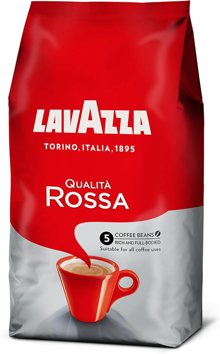 Lavazza Qualità Rossa, Café en Grano, 1kg. El clásico café italiano de tueste medio que combina granos de Arábica y Robusta para un espresso rico en sabor y con cuerpo. Lavazza - detalle