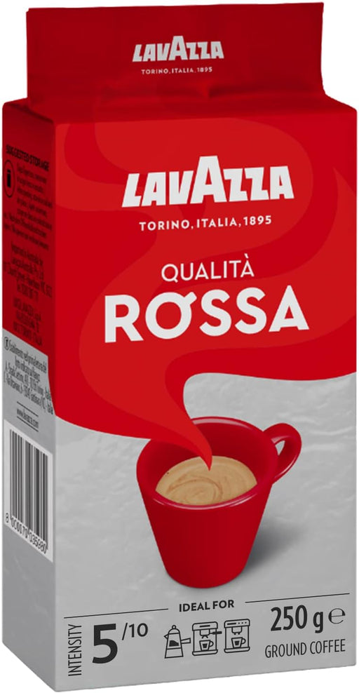 Lavazza Qualità Rossa, Café Molido, Mega Pack de 10x250g (2,5kg). La solución definitiva para los muy cafeteros y la hostelería. Abastécete del café favorito de Italia y ahorra. Lavazza - frontal