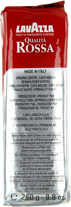 Lote de 6 paquetes de Café Molido Lavazza Qualità Rossa (6x250g). Abastécete con 1,5 kg del café más icónico de Italia, ideal para mantener la frescura en cada paquete. Lavazza - detalle