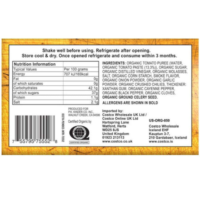 Kinder's Salsa BBQ Orgánica Dulce y Ahumada (Pack 2x581g): El aderezo perfecto sin gluten para tus barbacoas, con un delicioso equilibrio de sabor dulce y ahumado. Lee Kum Kee - detalle