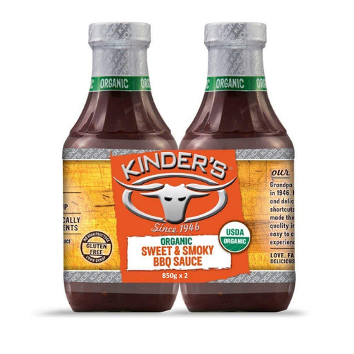 Kinder's Salsa BBQ Orgánica Dulce y Ahumada (Pack 2x581g): El aderezo perfecto sin gluten para tus barbacoas, con un delicioso equilibrio de sabor dulce y ahumado. Lee Kum Kee - frontal