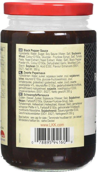 Lee Kum Kee Salsa de Pimienta Negra, 350g. Una salsa rica y aromática para recrear en casa los mejores platos de la cocina china, como el famoso "pollo a la pimienta negra". Lee Kum Kee - extra