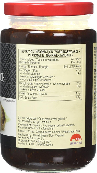 Lee Kum Kee Salsa de Pimienta Negra, 350g. Una salsa rica y aromática para recrear en casa los mejores platos de la cocina china, como el famoso "pollo a la pimienta negra". Lee Kum Kee - presentacion