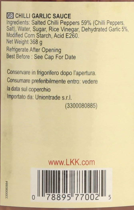 Pack de 3 Botes de Salsa de Chile con Ajo Lee Kum Kee (3x368g). Una salsa picante y aromática, ideal para dar un toque de sabor intenso a tus platos favoritos. Lee Kum Kee - uso