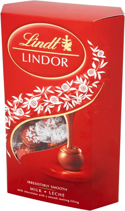 Caja de Bombones Lindt Lindor Cornet de Chocolate con Leche (337g). Aproximadamente 26 bombones con el inconfundible corazón cremoso que se funde en tus sentidos. Lindt - uso