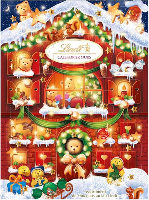Calendario de Adviento Lindt con 24 Bombones de Chocolate con Leche (172g) y Tarjeta Regalo Sorpresa IKEA. Un detalle navideño con la calidad de los Maestros Chocolateros. Lindt - frontal
