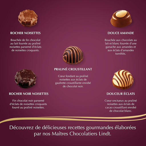 Calendario de Adviento Lindt Connaisseurs, 250g con 24 bombones de chocolate con leche, negro y blanco. Un regalo premium para una cuenta atrás de Navidad inolvidable. Lindt - pack
