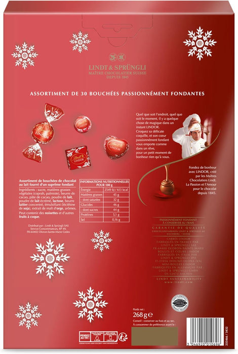 Calendario de Adviento Lindt LINDOR 2024, 268g de cremosidad irresistible. Con 24 bombones de chocolate con leche y corazón fundente para una Navidad mágica y deliciosa. Lindt - zoom