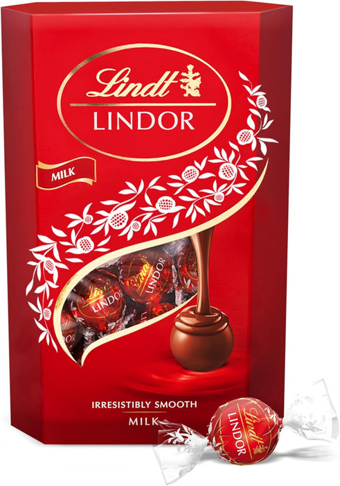 Cornet de Bombones Lindt Lindor de Chocolate con Leche (200g). El formato icónico para regalar o compartir, con el corazón irresistiblemente cremoso que se funde en tu boca. Lindt - zoom