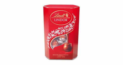 Lindt LINDOR Cornet de Bombones de Chocolate con Leche, 500g. El formato ideal para los verdaderos amantes del bombón más cremoso del mundo. Un placer irresistible para compartir. Lindt - frontal