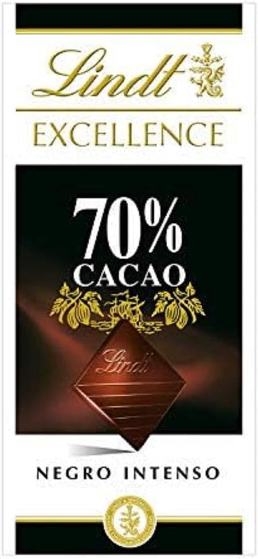 Pack de 5 Tabletas de Chocolate Negro Lindt Excellence 70% Cacao (5x100g). Una experiencia intensa y aromática para los verdaderos amantes del chocolate puro. Lindt - frontal