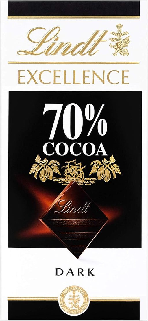 Pack de 5 Tabletas de Chocolate Negro Lindt Excellence 70% Cacao (5x100g). Una experiencia intensa y aromática para los verdaderos amantes del chocolate puro. Lindt - pack