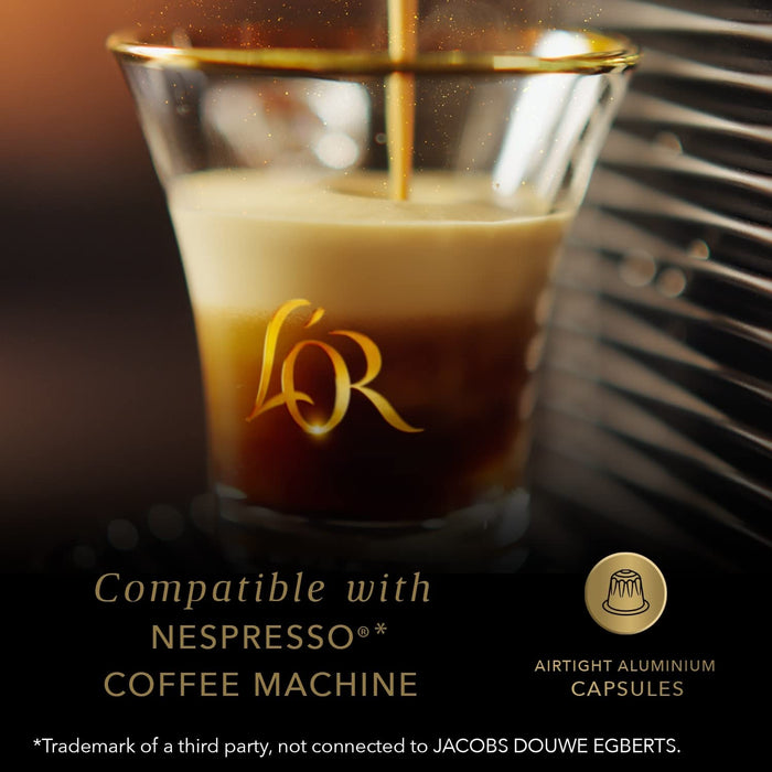 L'OR Espresso Forza, Café de Intensidad 9 (100 Cápsulas). Pack de 5 cajas de 20 cápsulas de aluminio compatibles con Nespresso(R)* para un ristretto o espresso potente. L'or Espresso - lateral