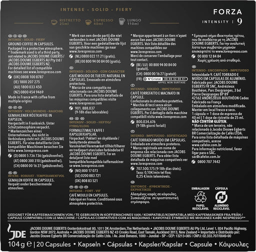L'OR Espresso Forza, Café de Intensidad 9 (200 Cápsulas). El pack ahorro definitivo, con 10 cajas de 20 cápsulas de aluminio compatibles con Nespresso(R)*. L'or Espresso - pack