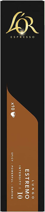 L'OR Espresso Lungo Estremo, Café de Intensidad 10 (200 Cápsulas). Pack ahorro de 200 cápsulas de aluminio compatibles con Nespresso(R)* para un café largo y potente. L'or Espresso - uso