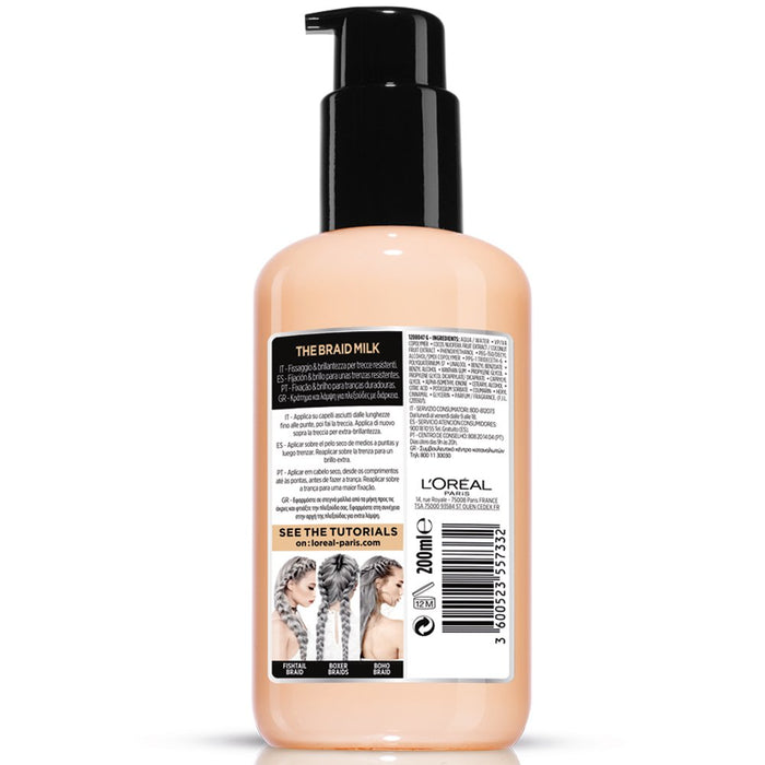 L'Oréal Paris Stylista #Braids Leche de Peinado para Trenzas, 200ml. El producto de styling ideal para conseguir trenzas definidas, pulidas y con un brillo espectacular sin efecto graso. L'oréal Paris - detalle