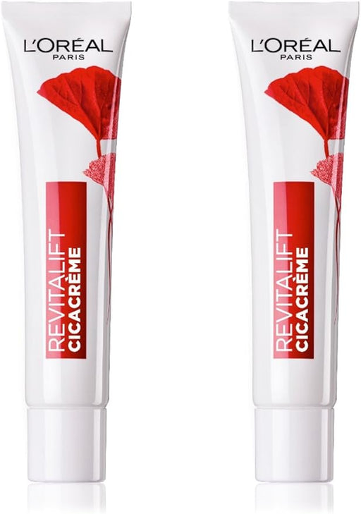 Pack Ahorro de 2 Cremas Reparadoras Antiedad L'Oréal Paris Cicacrem (2x40ml). Un tratamiento completo para reducir arrugas y restaurar la barrera cutánea con Centella Asiática. L'oréal Paris - frontal