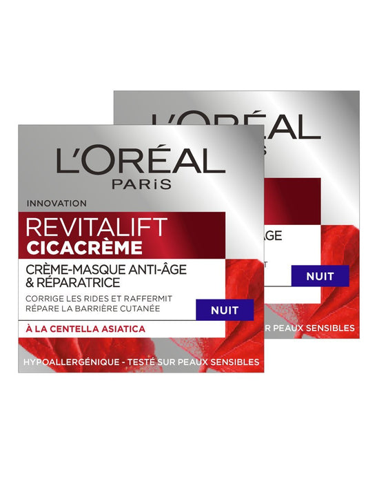 Pack Ahorro de 2 Cremas Reparadoras Antiedad L'Oréal Paris Cicacrem (2x40ml). Un tratamiento completo para reducir arrugas y restaurar la barrera cutánea con Centella Asiática. L'oréal Paris - ingredientes