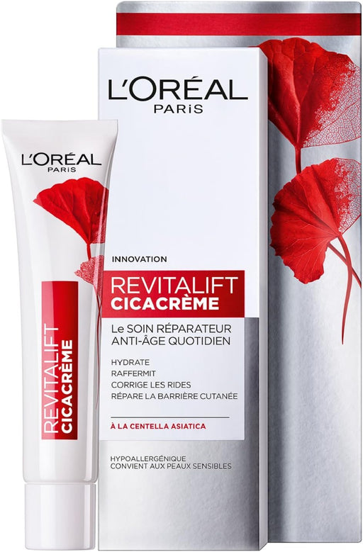 Pack Ahorro de 2 Cremas Reparadoras Antiedad L'Oréal Paris Cicacrem (2x40ml). Un tratamiento completo para reducir arrugas y restaurar la barrera cutánea con Centella Asiática. L'oréal Paris - pack