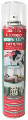 Spray Higienizante de Tejidos Lubrex 400 ml. Solución alcohólica con más de un 70% de alcohol para higienizar sin lavar ropa, sofás, cortinas, alfombras y más. Lubrex - frontal