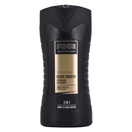 AXE Signature Gel 2 en 1 Cuerpo y Cabello Cedar Smooth, Pack de 6x250ml. Con tecnología de liberación de fragancia y un aroma masculino a cedro y bergamota. Lynx - frontal