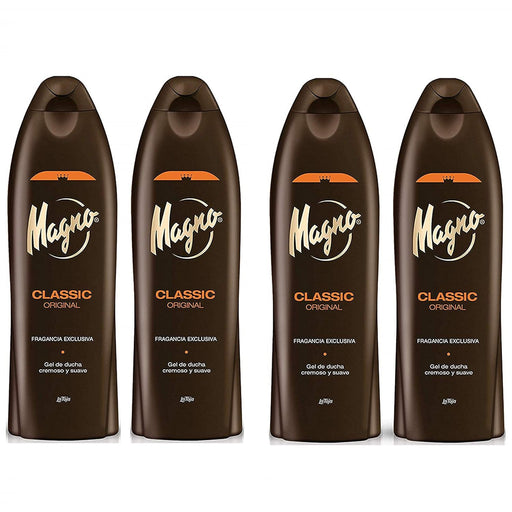 Magno Classic Gel de Ducha, 550ml. Disfruta del icono de la ducha en España, con su inconfundible fragancia a base de ámbar y notas florales que deja una sensación de limpieza y bienestar única. Magno - frontal