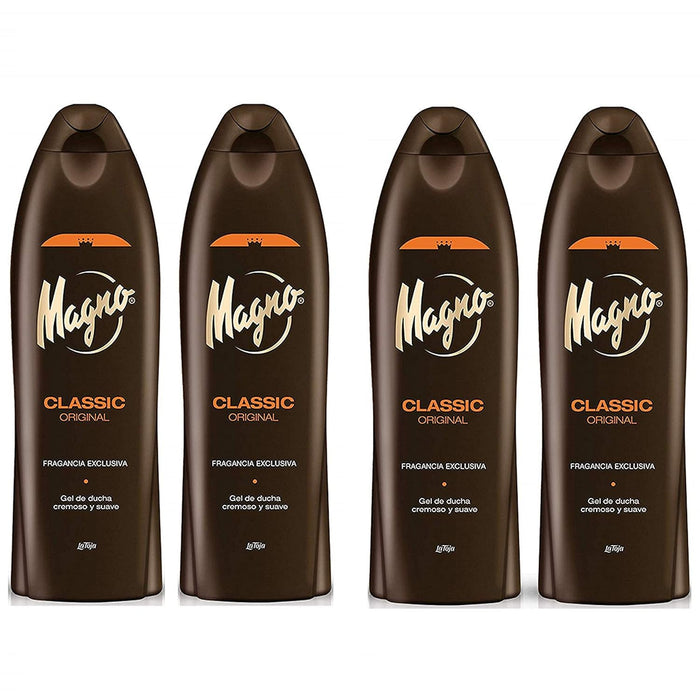 Magno Classic Gel de Ducha, 550ml. Disfruta del icono de la ducha en España, con su inconfundible fragancia a base de ámbar y notas florales que deja una sensación de limpieza y bienestar única. Magno - frontal