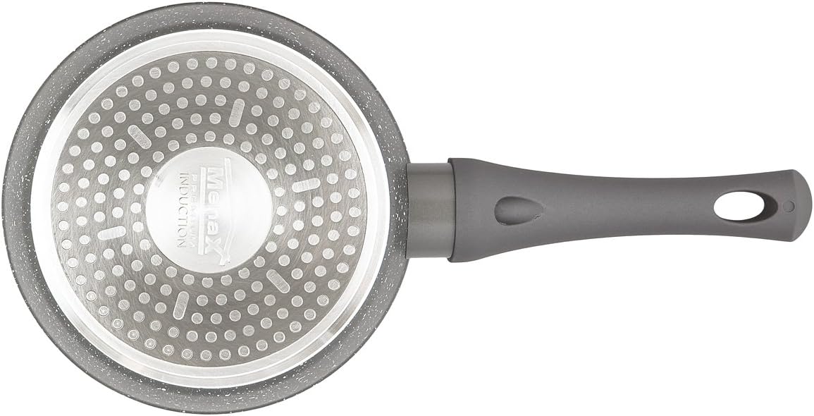 Menax Focus Cazo de Cocina de 16 cm en Aluminio Forjado. Con 5 capas de antiadherente efecto piedra, es ideal para inducción y perfecto para preparar salsas y raciones individuales. Menax - ingredientes
