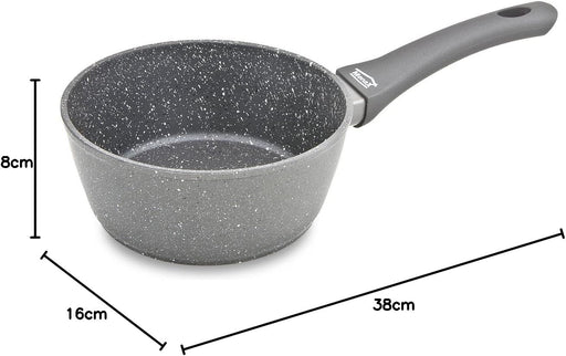 Menax Focus Cazo de Cocina de 16 cm en Aluminio Forjado. Con 5 capas de antiadherente efecto piedra, es ideal para inducción y perfecto para preparar salsas y raciones individuales. Menax - pack
