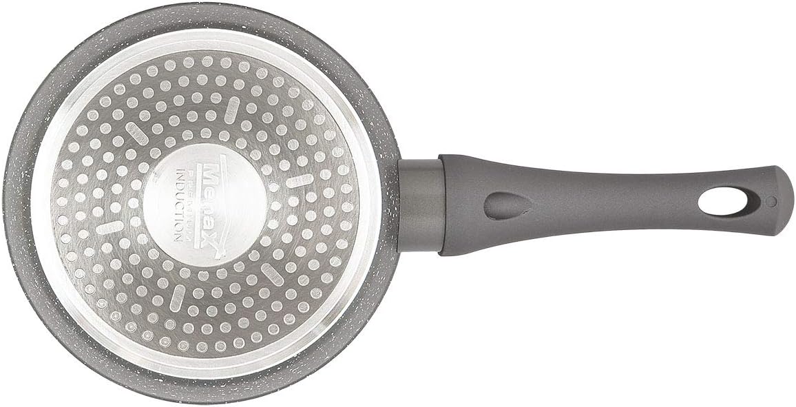 Menax Focus Cazo de Cocina de 18 cm, 1,5L de Aluminio Forjado. Con 5 capas de antiadherente efecto piedra, es apto para inducción y perfecto para cocciones diarias como arroz o sopas. Menax - detalle