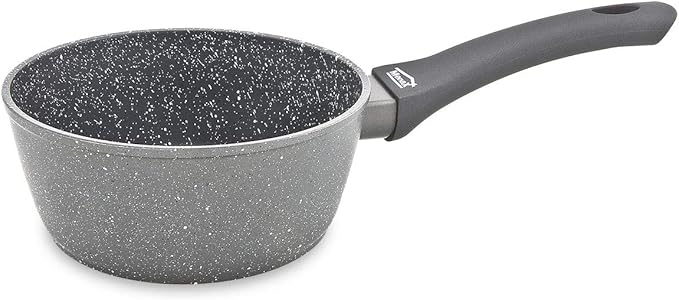 Menax Focus Cazo de Cocina de 18 cm, 1,5L de Aluminio Forjado. Con 5 capas de antiadherente efecto piedra, es apto para inducción y perfecto para cocciones diarias como arroz o sopas. Menax - frontal