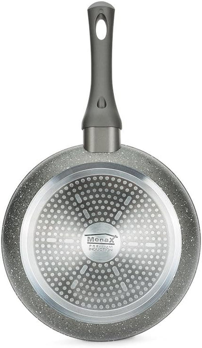 Menax Focus Sartén Grande de 28 cm en Aluminio Forjado. Con antiadherente StoneTech de 5 capas, es apta para inducción y perfecta para cocinar para invitados y en grandes cantidades. Menax - detalle