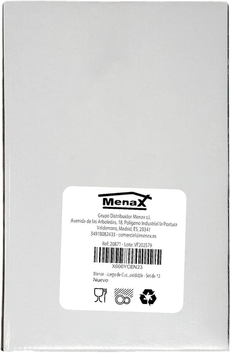 Menax - Juego de 12 Cuchillos de Carne Chuleteros, fabricados en Italia. Set de cuchillos de mesa con filo de sierra en acero inoxidable, ideal para bistec y barbacoas. Menax - detalle