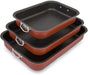 Menax Set de 3 Rustideras de Horno Antiadherentes con Asas. Bandejas para asar fabricadas en Italia, ideales para carnes, pescados, lasañas y repostería. Calidad y versatilidad para tu cocina. Menax - frontal