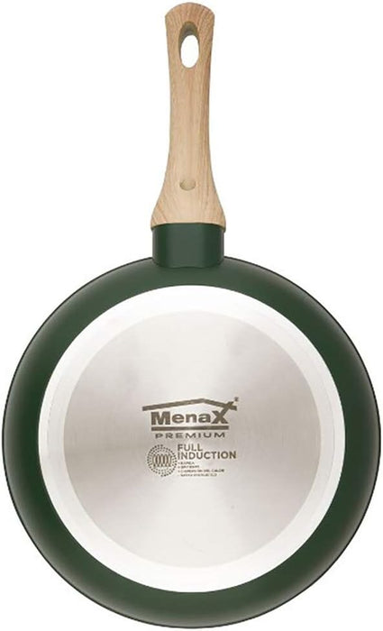 Sartén Menax Natura de 22 cm de Aluminio Forjado. Con 5 capas de antiadherente, base Full Inducción y diseño en color Verde Esmeralda. Ideal para parejas y raciones medianas. Menax - uso
