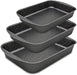 Set de 3 Bandejas de Horno Antiadherentes Menax. Un juego de rustideras de aluminio de alta calidad, fabricadas en Italia y en 3 tamaños diferentes para todas tus recetas. Menax - frontal