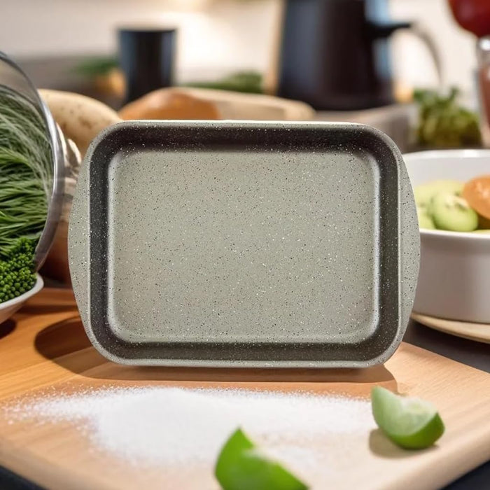 Set de 3 Bandejas de Horno Antiadherentes Menax. Un juego de rustideras de aluminio de alta calidad, fabricadas en Italia y en 3 tamaños diferentes para todas tus recetas. Menax - presentacion