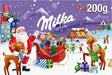Calendario de Adviento Milka 200g con 24 Chocolatinas. Un regalo de Navidad con la tradición del chocolate con leche de los Alpes y cacao de cultivo sostenible. Milka - frontal