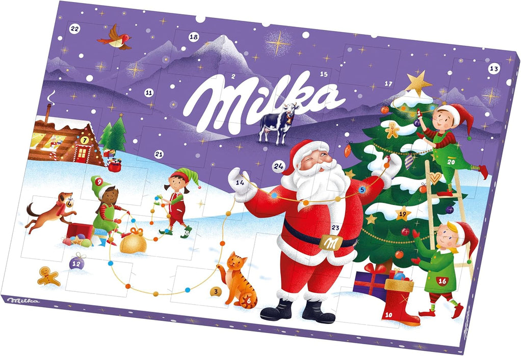 Calendario de Adviento Milka 200g con 24 Chocolatinas. Un regalo de Navidad con la tradición del chocolate con leche de los Alpes y cacao de cultivo sostenible. Milka - zoom
