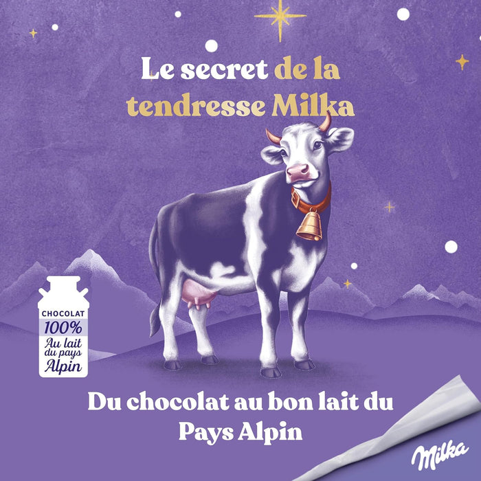 Calendario de Adviento Milka Casa Navideña, 147g de chocolates surtidos. Con 24 sorpresas y 6 variedades diferentes para una cuenta atrás llena de ternura y sabor. Milka - uso