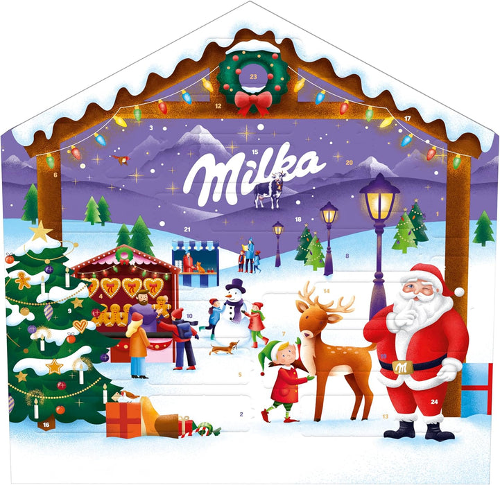 Calendario de Adviento Milka Casa Navideña, 147g de chocolates surtidos. Con 24 sorpresas y 6 variedades diferentes para una cuenta atrás llena de ternura y sabor. Milka - zoom