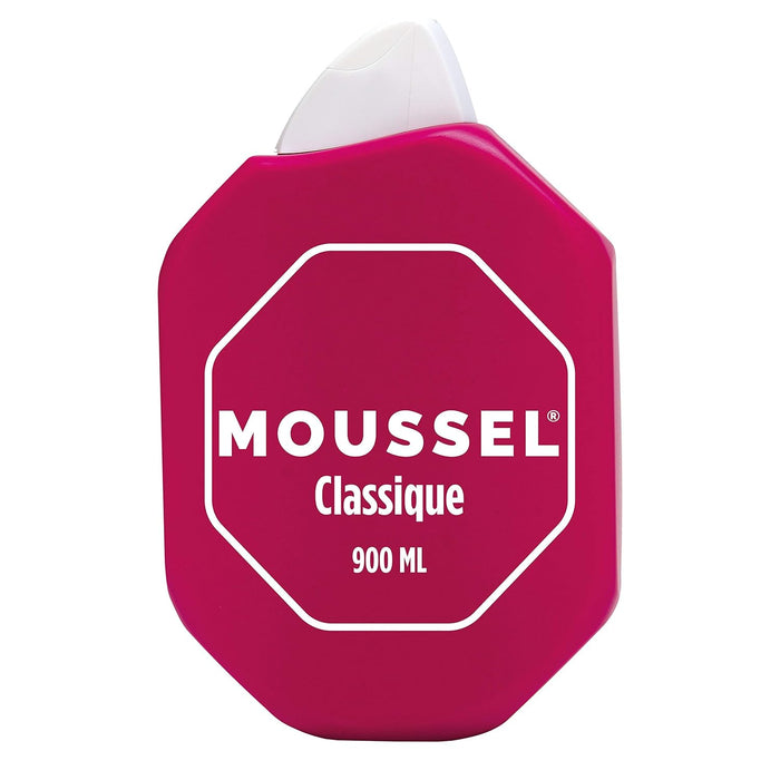 Moussel Gel de Ducha Clásico, Pack Ahorro Familiar de 4x900ml (3,6L). Abastécete del gel de baño de toda la vida con su aroma inconfundible y su espuma cremosa. Moussel - detalle