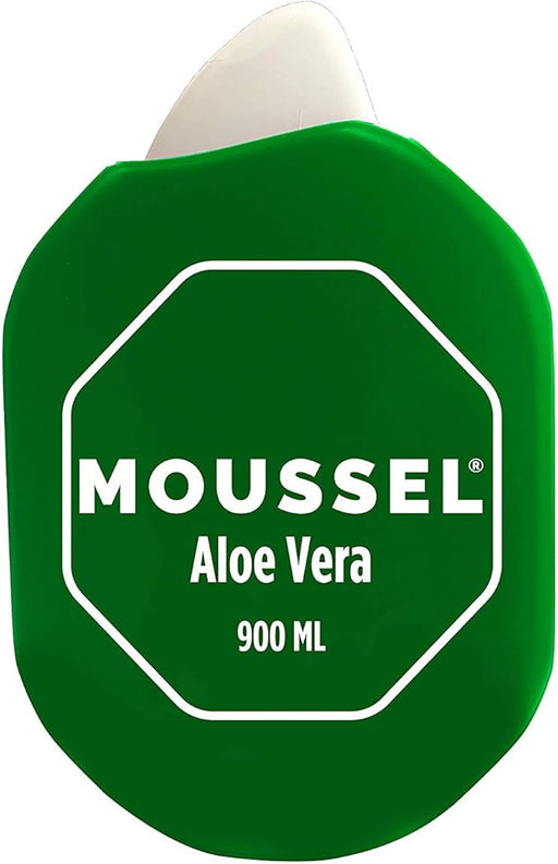 Moussel Gel de Ducha con Aloe Vera, Formato Familiar 900ml. Descubre el poder purificante del aloe vera 100% natural en un gel de textura cremosa que deja tu piel suave y visiblemente sana. Moussel - frontal