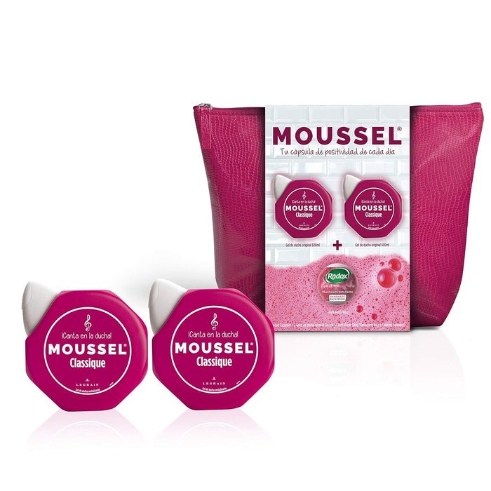 Neceser de Regalo Moussel Classique. Un set de baño con 2 geles de ducha de 600 ml y 1 bomba de baño Radox, ideal para un ritual de bienestar y relajación. Moussel - detalle
