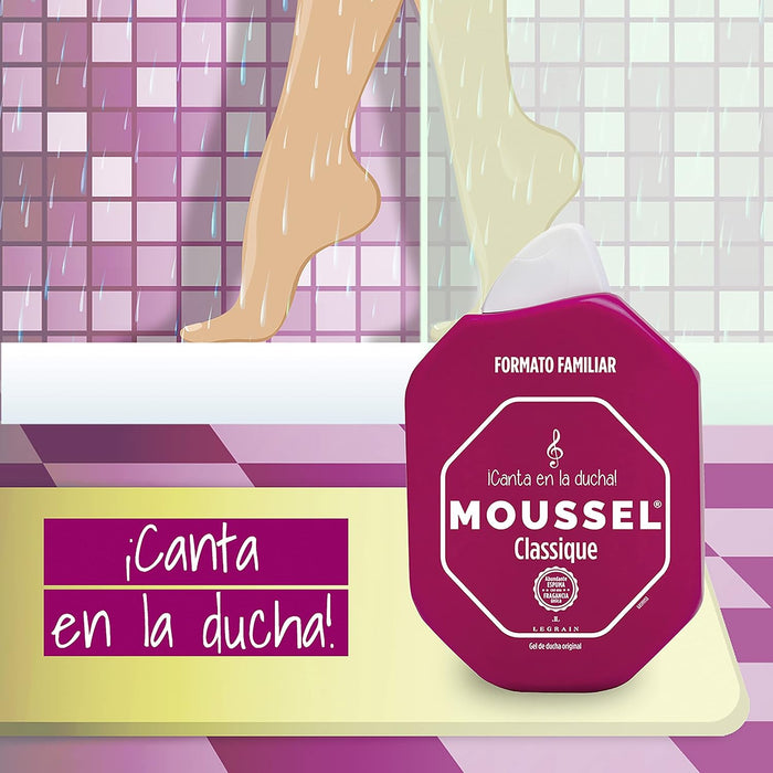 Pack Ahorro Familiar de 8 botes de Gel de Ducha Moussel Classique Original (8x900ml). Disfruta del aroma inconfundible y la espuma cremosa del gel de baño más icónico. Moussel - extra