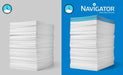 Caja de 2500 Hojas de Papel Multiusos para Impresora Navigator Universal A4 80gr. El papel 99,99% libre de atascos, ideal para oficinas y un alto volumen de impresión. Navigator - lateral