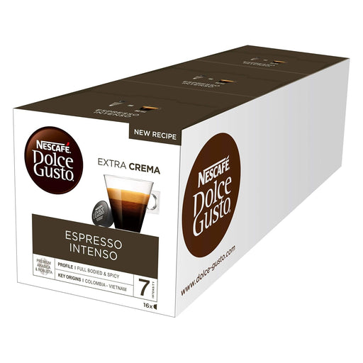 Nescafé Dolce Gusto Espresso Intenso, Pack Ahorro de 48 Cápsulas (3x16). Tu café favorito con cuerpo e intensidad, con notas afrutadas y especiadas para tu cafetera. Nescafé Dolce Gusto - frontal