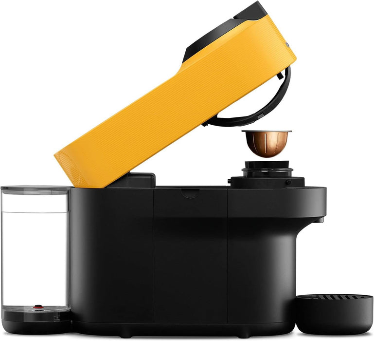 Cafetera Nespresso De'Longhi Vertuo Pop en Amarillo Mango. Una máquina de café automática y compacta con tecnología Centrifusion, 4 tamaños de taza y conectividad inteligente. Nespresso - lateral