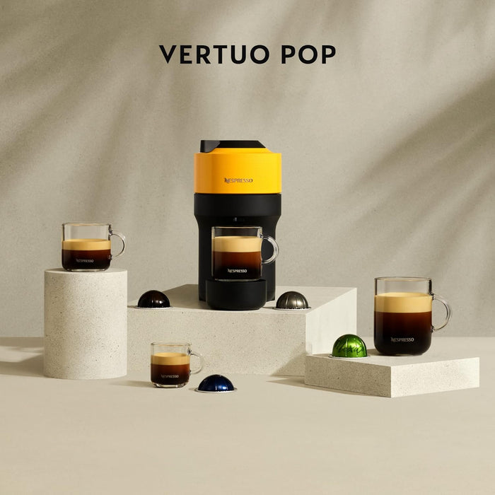 Cafetera Nespresso De'Longhi Vertuo Pop en Amarillo Mango. Una máquina de café automática y compacta con tecnología Centrifusion, 4 tamaños de taza y conectividad inteligente. Nespresso - uso